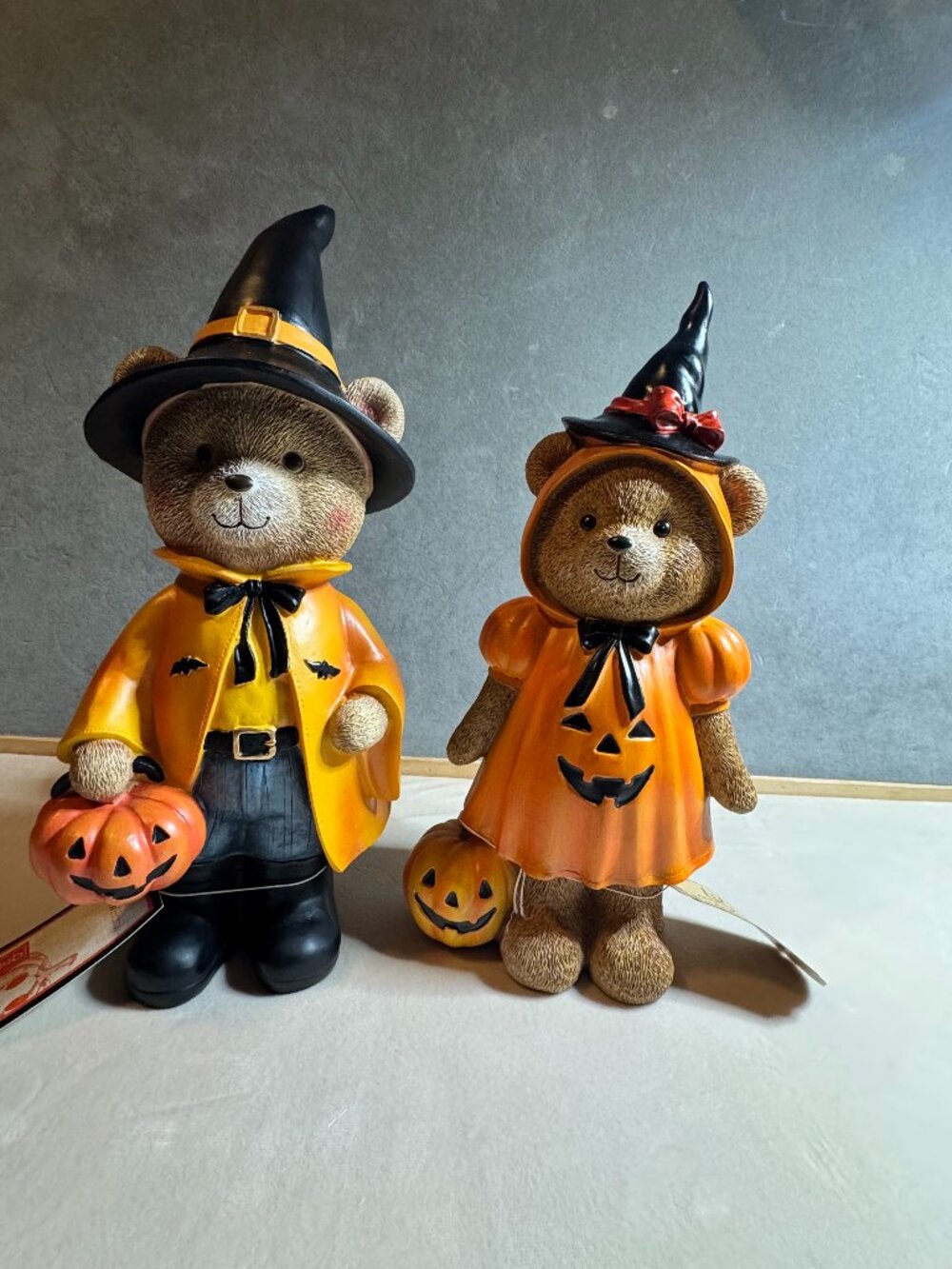 Set of 2 12" Halloween Teddy Bears dressed for Halloween